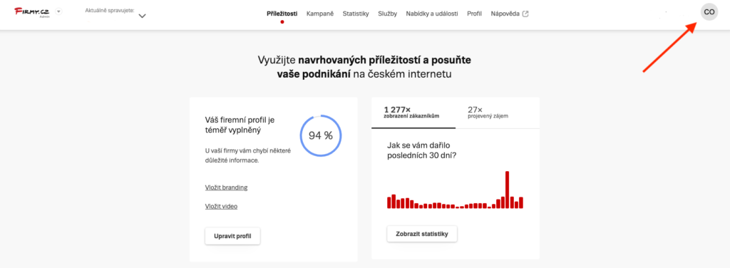Firmy.cz - nastavení přístupu