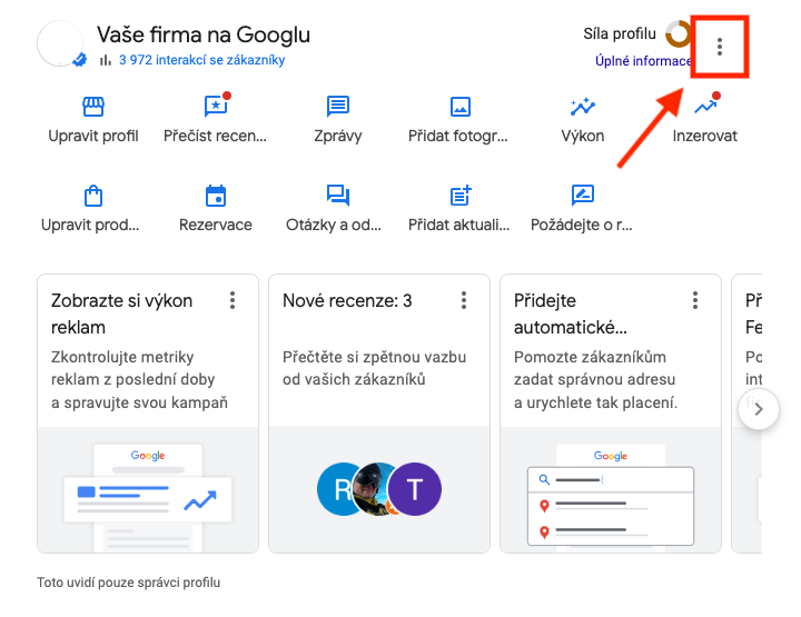 Google Business Profile - nastavení přístupu
